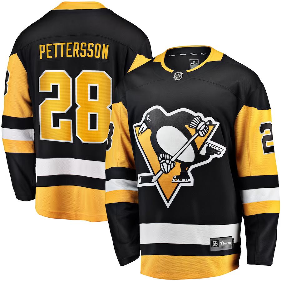 Men Pittsburgh Penguins 28 Marcus Pettersson Black Fanatics Branded Home Breakaway Player NHL Jersey